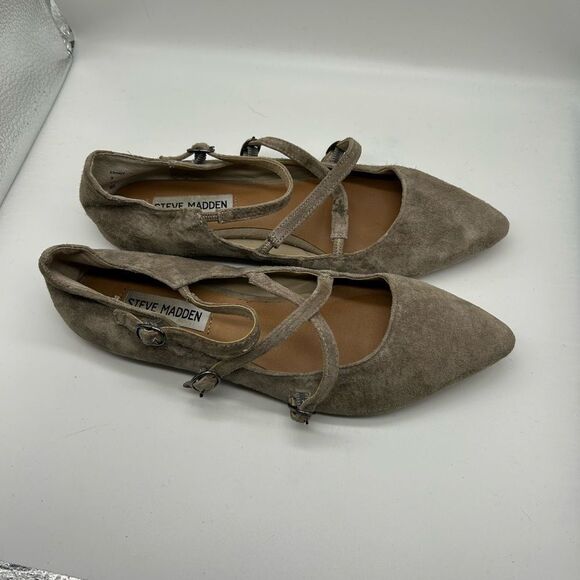 Steve Madden Edggy Flat in Taupe Suede Leather Size 7 - Picture 2 of 10